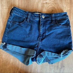 PACSUN High Rise Super Stretch Shortie Shorts Denim Blue Size 24
